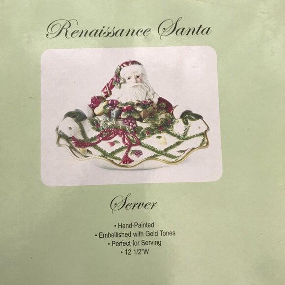 Fitz And Floyd Renaissance Santa Server Hand-Painted 12 1/2" Christmas Dish - Picture 6 of 14